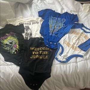 LOT of Rowdy sprouts baby band body suits (5 pieces)